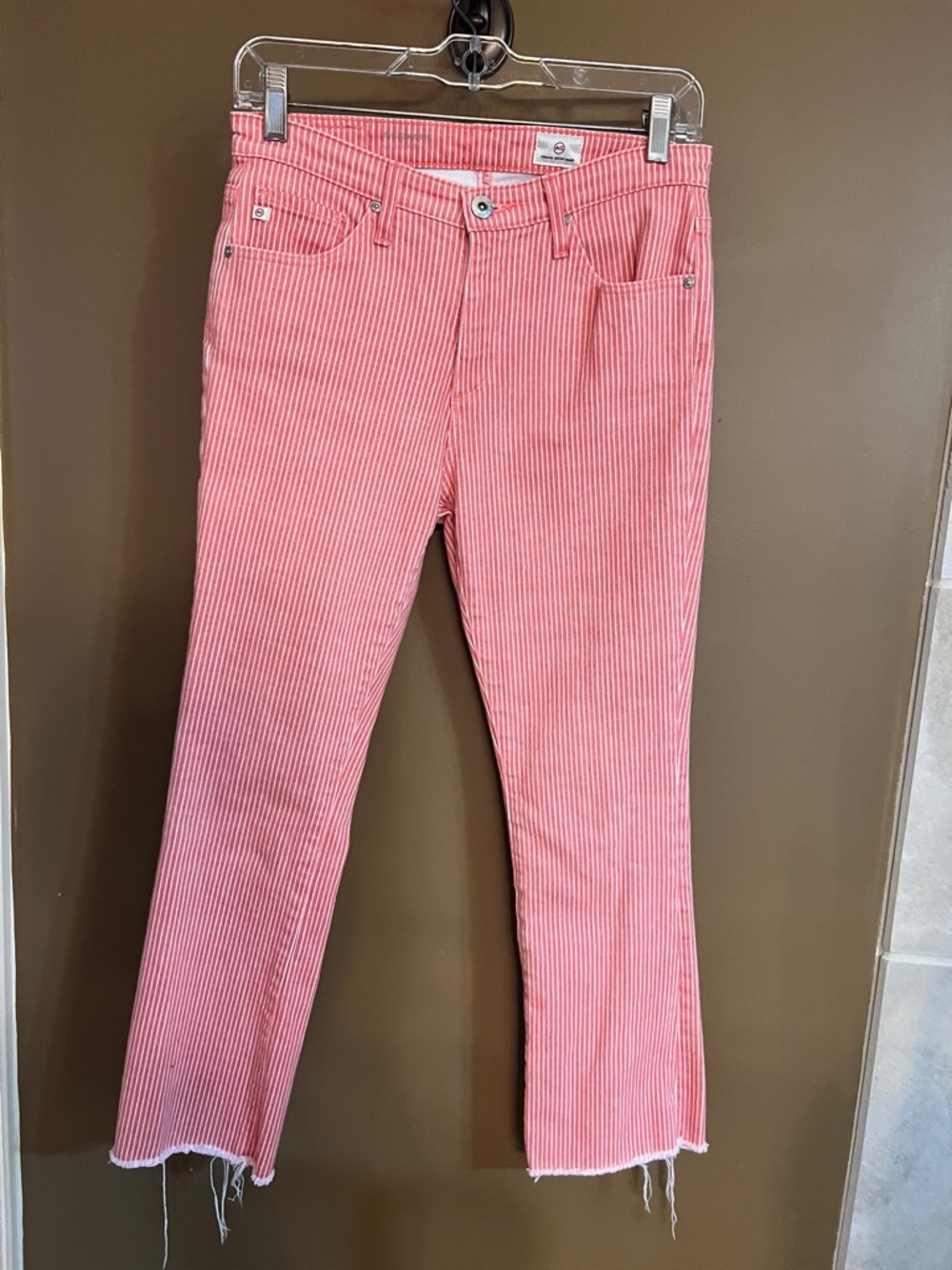 Ag Adriano Goldschmied Pink Striped Ankle Jeans